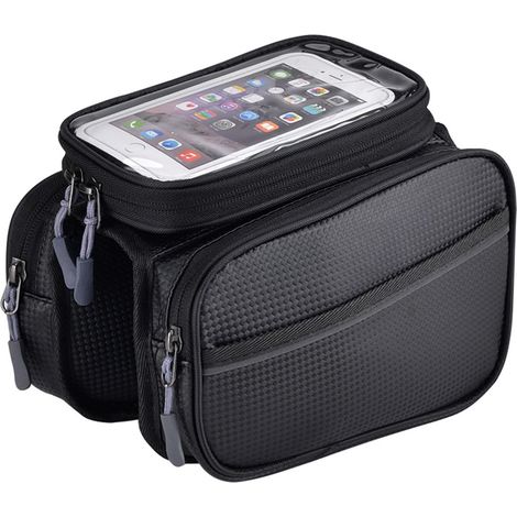Borsa anteriore impermeabile per bicicletta – Borsa da telaio per bici – Adatta per mountain bike e bici da strada – Pratica soluzione per riporre oggetti - Nera (1/3)