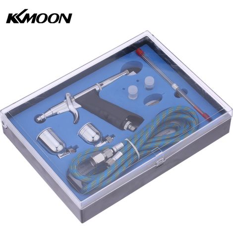 [JAMAIS UTILISÉ]Kit aérographe professionnel KKmoon avec pistolet, tuyau, 3 buses et 2 godets pour peinture artistique, tatouage, modélisme et manucure.