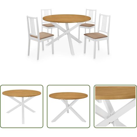 Esszimmer - 5-tlg. Essgruppe MDF Weiß (1/5)
