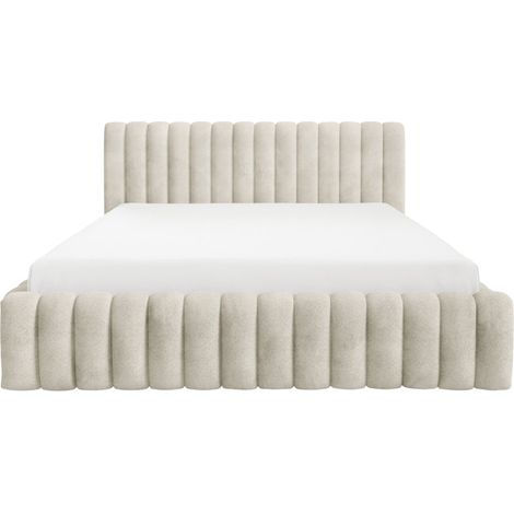 ESTELLE - Lit coffre tissu bouclette Beige 140x200cm (1/5)