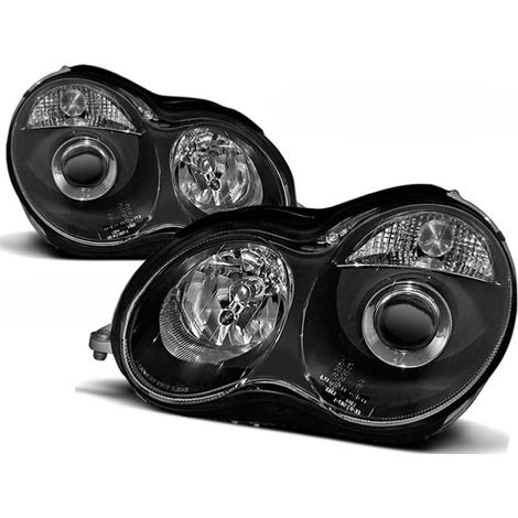 Paire de feux phares Mercedes W203 classe C de 2000 a 2004 noir-27361467 (1/2)