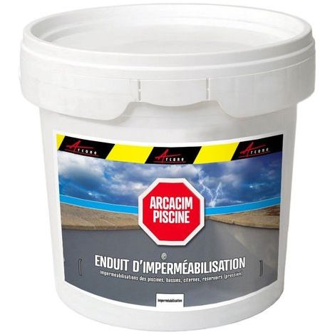 Arcane Industries – Enduit d'étanchéité piscine béton 25 kg – Résistant à la contre-pression – Application sur supports humides – Non toxique, imperméable