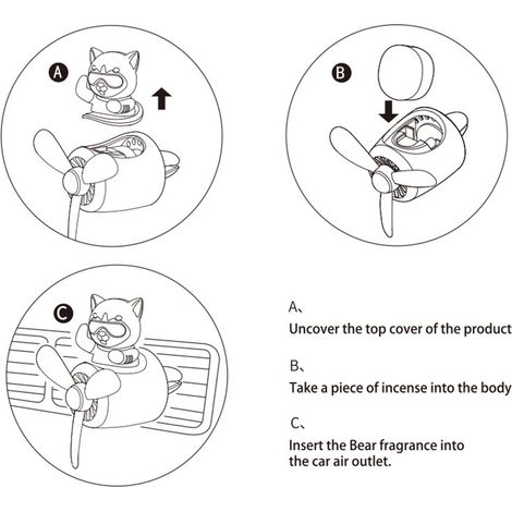 Diffuseur d'air parfumé pour voiture Ours Mignon, Décor Rotatif pour Bouche d'aération, Parfum d'habitacle, Accessoire Auto avec Hélice Tournante (1/5)