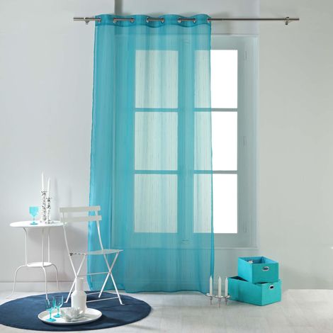 Rideau a oeillets voile raye Horizon bleu