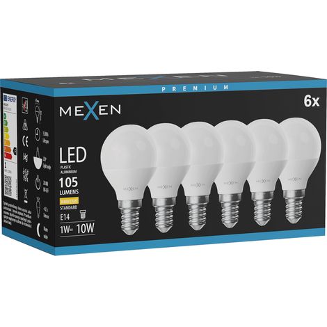 Mexen Nova 6x Ampoule LED E14, G45, 1W, Chaude - 3000K, 105 lm - L101-E14-0130-01x06 (1/3)