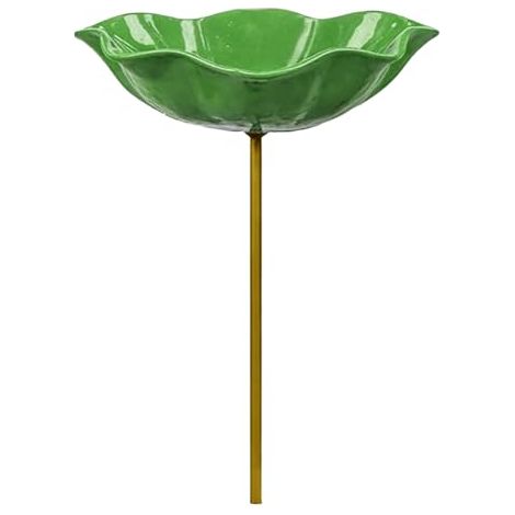 Baignoire pour oiseaux, élément décoratif de jardin, convient aux oiseaux et aux abeilles, 15 x 60 cm, convient aux jardins, verte. (1/4)