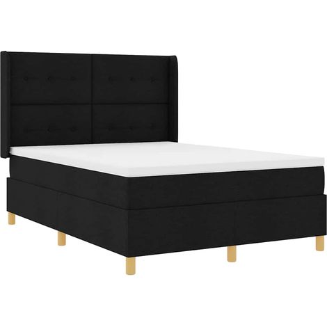 Maison Exclusive - Lit à ressorts avec bandes LED Noir 140 x 190 cm tissu