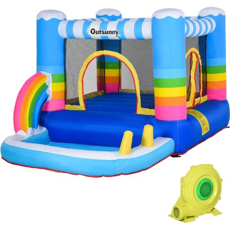 Castello Giostra Gonfiabile 290x200x155 cm con Trampolino Piscina e Pompa Multicolor (1/5)