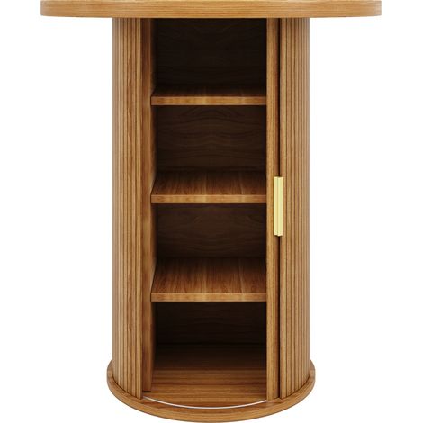 Tavolo alto rotondo con vano contenitore, 60 x 60 x 91,6 cm, MDF e metallo, effetto legno (1/5)