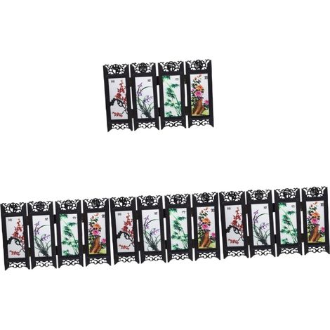 4pièces Paravent Pliant Mini Écran Antique Chinois pour Décoration De Bureau Cloison De Séparation Accessoire Élégant pour Salon Et Chambre (1/5)
