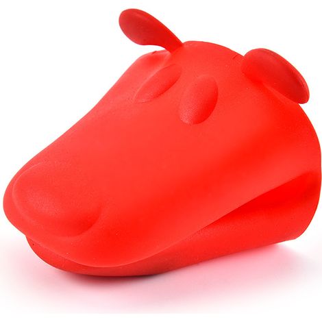 4 guanti da cucina in silicone, presine, resistenti al calore, fantasia: cane rosso (1/5)