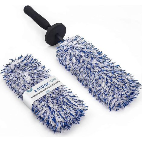 Brosse de jantes de voiture en fibre - Livrée avec une housse de rechange souple, brosse de nettoyage de jantes longue (1/4)
