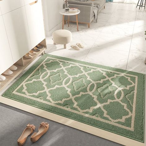 Zerbino Ingresso Esterno, Tappeto Impermeabile, Zerbini Antiscivolo Lavabile, Zerbino d'Ingresso con Microfibre Morbide Assorbenti per Ingresso, Porta e Corridoio - Verde 50 x 80 cm (1/5)