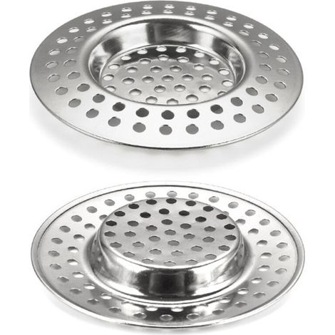 2-teiliges Küchenspülen-Sieb, Edelstahl-Waschbeckensieb, Duschhaarfilter, Spülbeckenabflusssieb, Küchenspülengitter, Badewannen- und Waschbecken-Abflusszubehör
