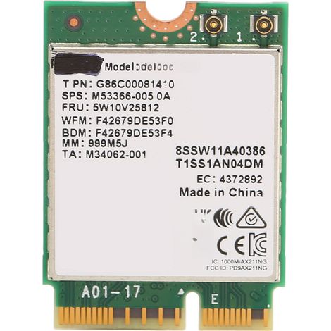 Tarjeta adaptadora WiFi inalámbrica M.2 AX211NGW M.2 KEY E CNVio 2 de triple frecuencia 802.11ac BT5.2 para Windows 10 (1/5)
