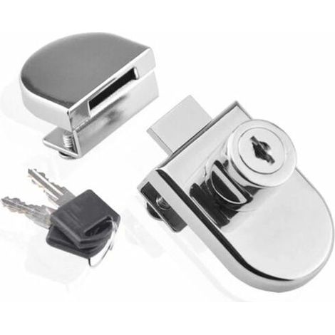 Serrure pour porte vitrée avec charnières pivotantes de 5 à 8 mm, sans perçage, 2 clés incluses.