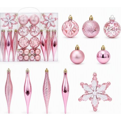 40 pièces Boules de Noël Décoration Sapin,RoseRose (1/5)
