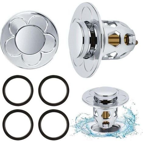 Bouchon de vidange universel 34-40 mm avec filtre anti-obstruction et crépine. Bouchon de baignoire pour évier de cuisine et bonde avec filtre à cheveux. (1/4)