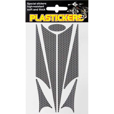 Set Adesivi Rifrangenti Sagomati per Plastiche Moto, Nero, 19, 2 x 9, 5 cm (1/4)