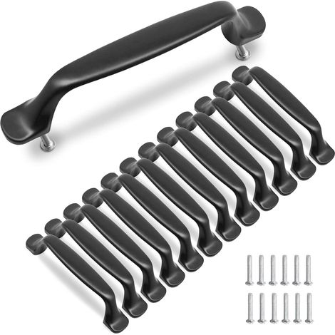 10 Stück Schrankgriffe Schwarz Möbelgriff aus Aluminiumlegierung Lochabstand 96mm mit Schrauben (1/5)