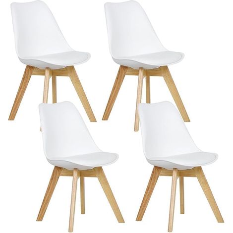 WOLTU Set of 4 Dining Chairs Designer Side Chairs Home Office Commercial, White (1/5)