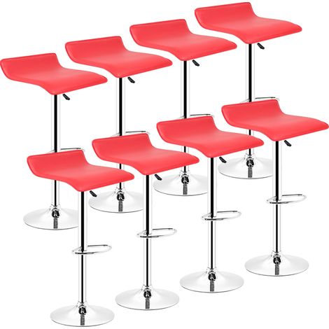 Aqrau Lot de 8 Tabourets de bar ROUGE reglables (1/4)