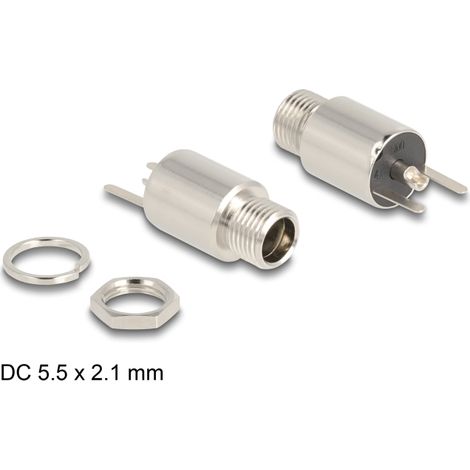 Delock Conector DC 5,5 x 2,1 mm hembra para soldar - redonda 20 V / 9 A