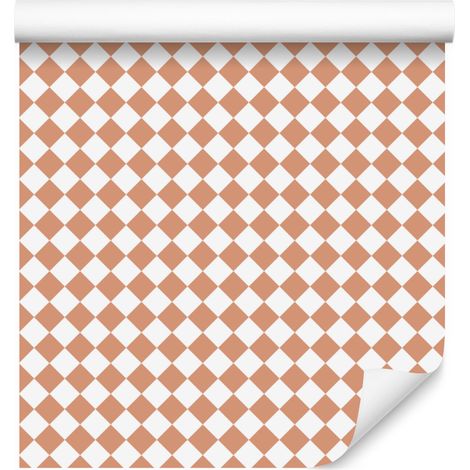 Papier peint géométrique à losanges crème, blanc et pêche 50x1000 cm (1/5)