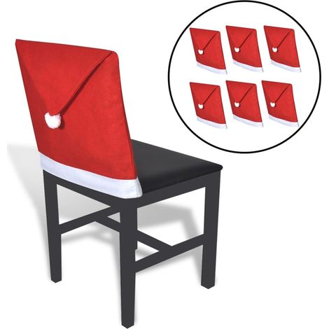 Lot de 6 Housses/Protection de dossier de chaise Bonnet de Père Noël -WYW79322 (1/4)