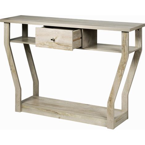 Tavolo consolle set da 1 multifunzionale 120 x 30 x 81 cm con cassetto e ripiani moderni in MDF grigio 200013834