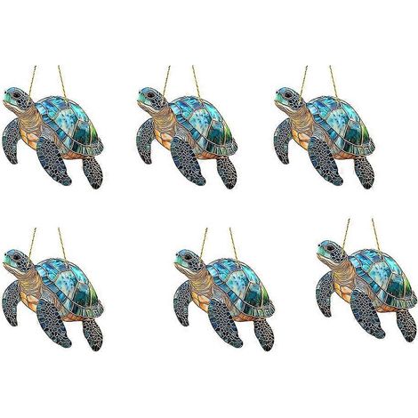 Lot de 6 attrape-soleil tortues porte-bonheur à suspendre à la fenêtre, pour l'intérieur et l'extérieur. (1/5)