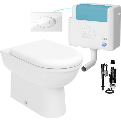 Gloss White D Shape Back to Wall Toilet and Concealed Cistern Set - Side Entry (1/4)