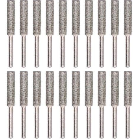 20-teiliges Kettensägen-Schärfset mit rotierenden Feilen und Schleifköpfen, silberfarben, 5,5 mm