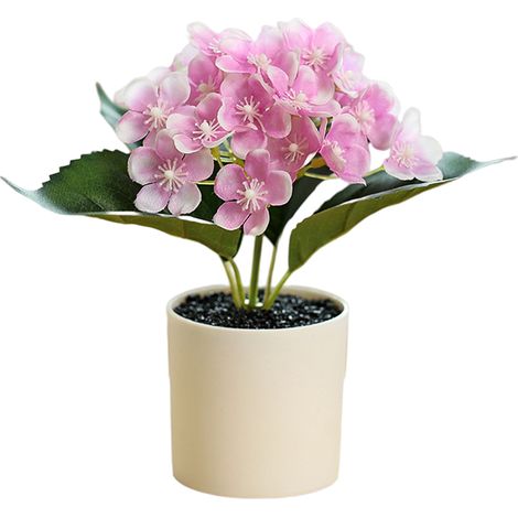 Hortensia Artificiel - Plante Verte en Soie - Décoration Intérieure - En Pot - 1 Pièce (1/5)