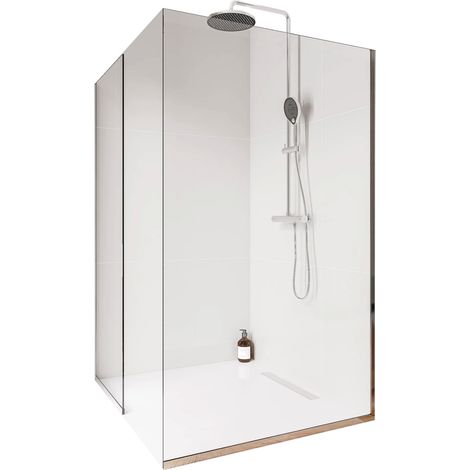 Walk-In Bernstein EX102-2 10mm Nano Klarglas Edelstahl Chrom 100x100cm mit Bodenprofil