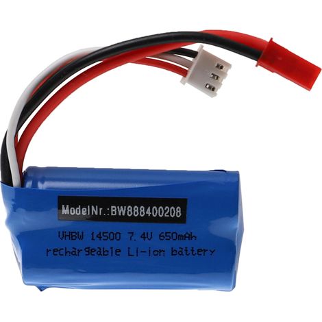vhbw Akku kompatibel mit Shuang Ma 7014E Modellbau (650mAh, 7,4V, Li-Ion, 53 x 28,5 x 15 mm)