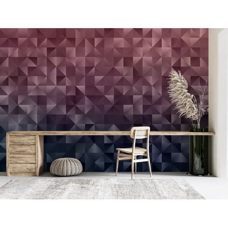 Papier peint géométrique - texture de facettes violettes et noires - 150 x 250 cm (1/2)