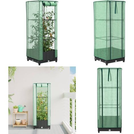 vidaXL Hochbeet mit Gewächshaus-Aufsatz Rattan-Optik 40x40x123 cm (1/5)