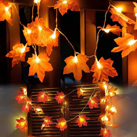 Guirlande d'automne, 6M/40LED Feuille d'érable Guirlande lumineuse, Décoration Automne, Guirlandes de Feuilles d'érable Décoration (1/5)