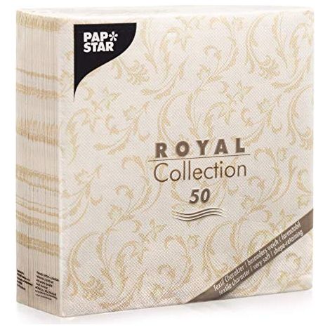 Papstar "Royal Collection" 84995-50 tovaglioli piegati a 1/4, 40 x 40 cm, colore champagne "Damascato" (1/4)