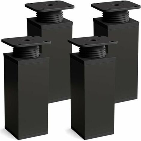 Furniture legs, set of 4. Finish: matte black. Height: 60 mm, adjustable. Square shape. (1/4)