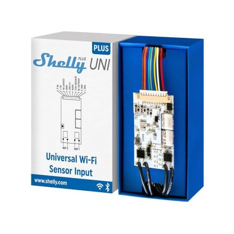 Shelly Plus Uni Modulo Smart Wi-Fi con Contatto Pulito Bassa Tensione Domotica Nessun Hub Richiesto Voltmetro Preciso Contatore di Impulsi Interfaccia per Sensori Alexa e Google Home