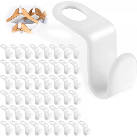 Connecteurs blancs pour cintres, 1,8 x 4 cm, lot de 50, crochets empilables, organisateur de garde-robe, rangement, connecteurs multifonctionnels. (1/5)