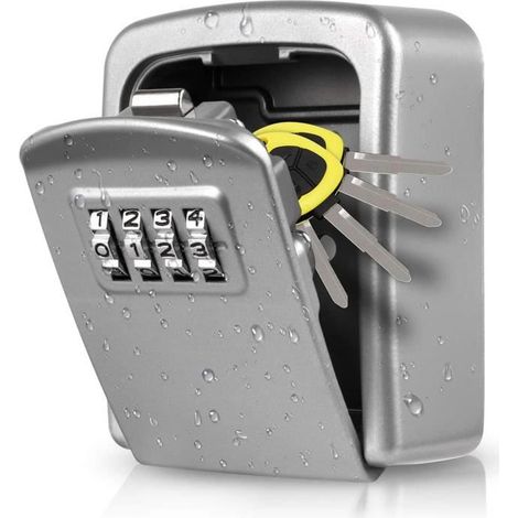 Boîte à clés de sécurité extérieure étanche en alliage de zinc avec 4 codes de combinaison adaptés à l'école de garage à domicile (1/4)