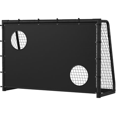 Wolketon Fußballtor 240 x 160 x 80 cm – Fußballtor für Kinder & Erwachsene, Metalltor mit Torwand & Netz, für Garten & Außenbereich, Schwarz