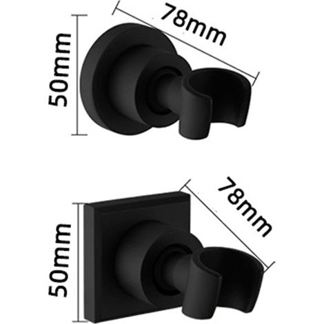 royaluxe - Noir Support de Douche Acier Inoxydable Support Pommeau de Douche Montage Mural Support de Douche à Main Rotatif à 360° Support de Tête de Douche,Square (1/4)