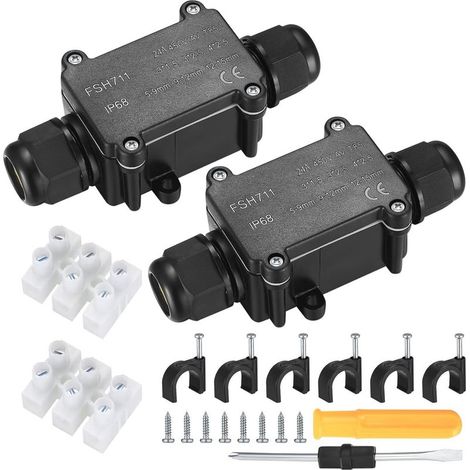 2 Pièces Boîte de Dérivation étanche IP68, 2 Voies Boîte de Jonction électrique Extérieure Imperméable, Presse-étoupes M20 Boîtier électrique de Câbles 5-9 mm et 9-12 mm (1/5)
