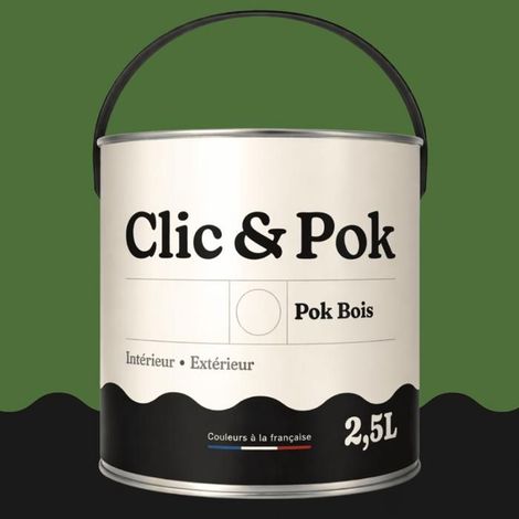 Peinture Bois Extérieur – POK BOIS - 2,5L - RAL 6010 - Vert herbe- Résistante aux intempéries - Ne s'écaille pas