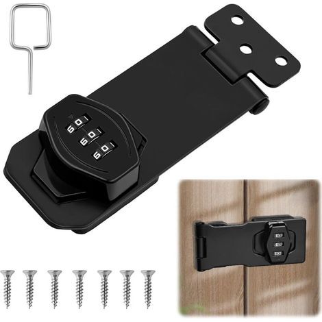 4 Pouces Serrure à Combinaison Pour Placard, Verrou Porte Placard avec Code, Serrure Armoire Métallique Code pour Portes, Armoires, Fenêtres, Garages Extérieurs, Jardins, Noir (1/5)