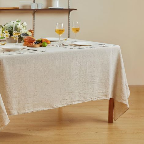 Tischdecke Leinen 140x220cm Rechteckig Naturleinen Öko-Tex 100 Pflegeleicht